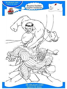 Çocuklar İçin Hulk Boyama Sayfaları 